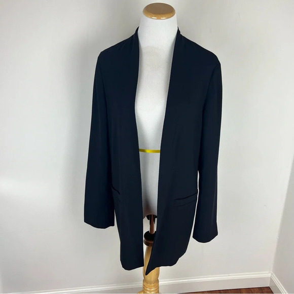 Aritzia Wilfred Solaina Blazer Black Open Pockets Long Sleeve Jacket Coat Size M - Picture 4 of 8